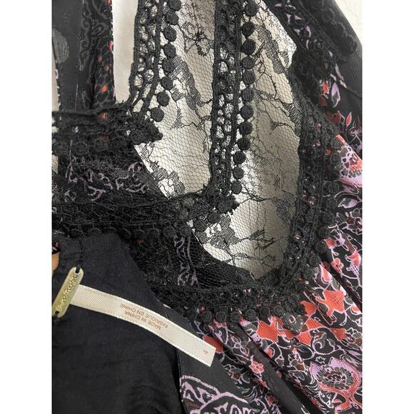 Free People Dress 4 Maxi Moroccan Black Crochet Lace Fairy Bohemian Whimsical - Picture 11 of 11